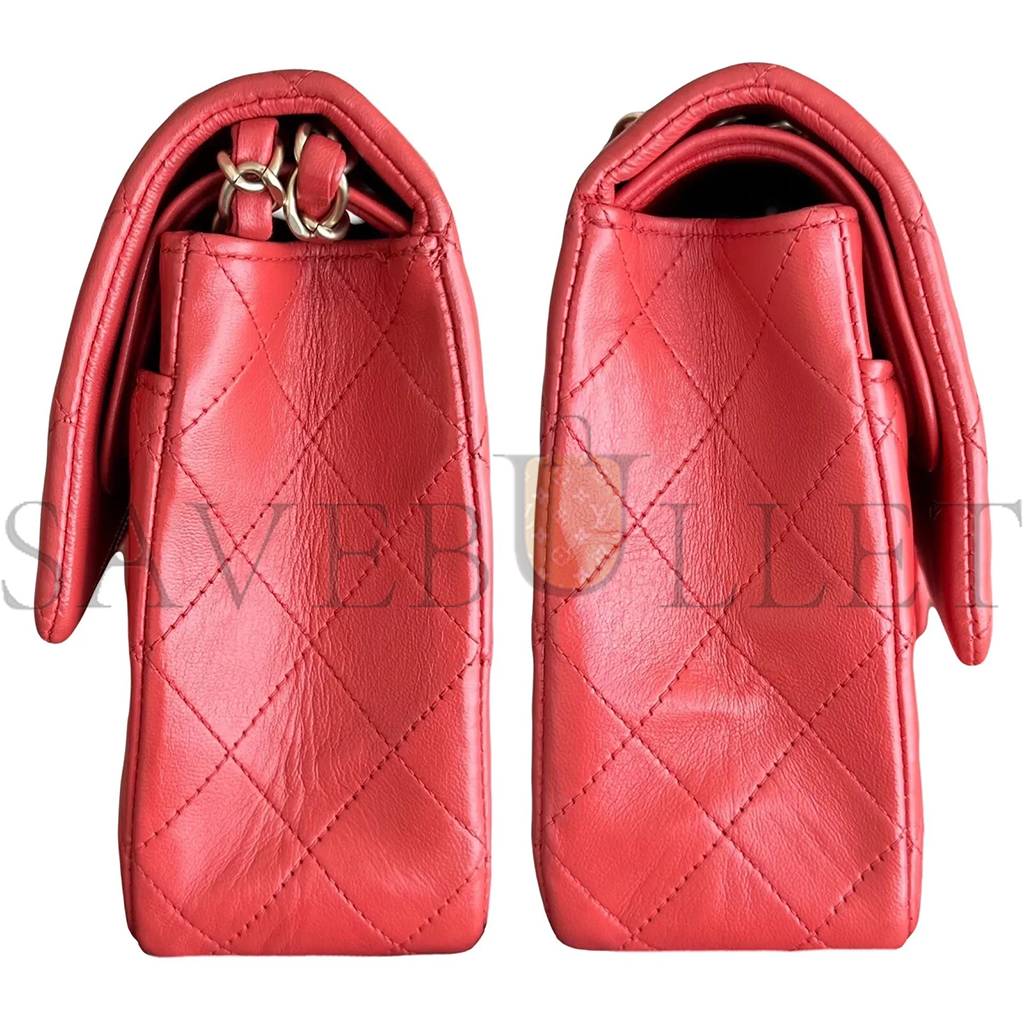 Ch*el medium quilted red lambskin  classic double flap bag (25*15*6cm)